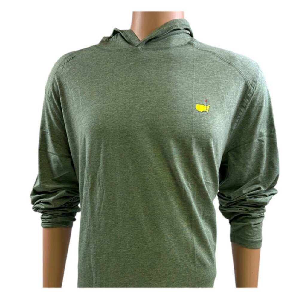 Masters Tech Green Heather Performance Long Sleeve Shirt with Hood